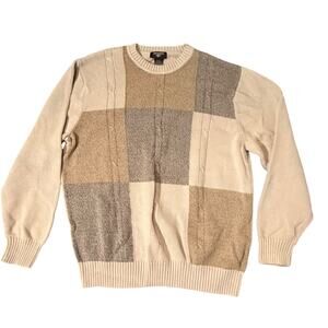 Mans Sweater By Dockers Size XL crew neck long sleeve knit crochet accent retro